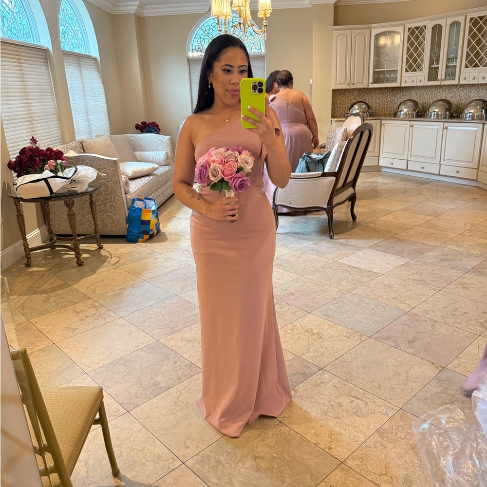 NWT AZAZIE Elegant One-Shoulder Dusty Rose Dress